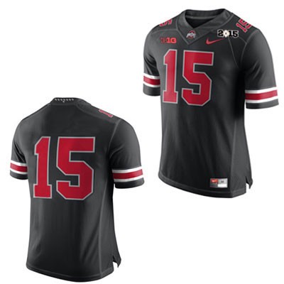 Men's NCAA Ohio State Buckeyes Only Number #15 College Stitched 2015 Patch Authentic Nike Black Football Jersey AM20H06CY